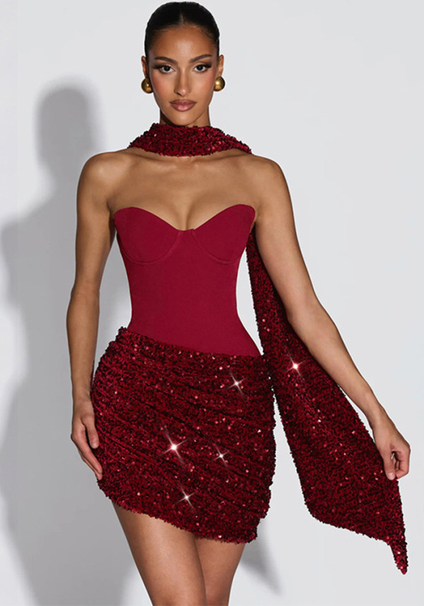 Winter Women's Casual Asymmetric Draped Sleeveless Bodycon Mini Dress