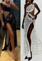 Spring/Summer Women's Sequin Slash Shoulder Holiday Loose Dress