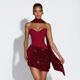 Winter Women's Casual Asymmetric Draped Sleeveless Bodycon Mini Dress