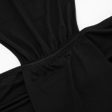 Spring Women's Solid Patchwork Hollow Sleeveless Bodycon Mini Dress