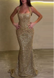 Spring/Summer Women's Sequin Halter Neck Party Casual Dress