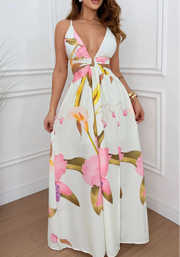 Spring/Summer Women's Printed Loose Holiday Slit Party Dress