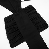Spring Women's Solid Patchwork Hollow Sleeveless Bodycon Mini Dress