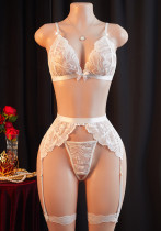 Spring/Summer Women's Lace Mesh See-Through Open-Crotch Lingerie Set