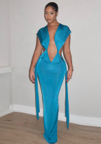 Spring Women's Solid Ruched Hollow Low Back Sleeveless Maxi Dress Spring Women's Solid Ruched Hollow Low Back Sleeveless Maxi Dress