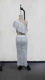 Women's Solid Sexy Knitted Beach Cover-Up Skirt Set