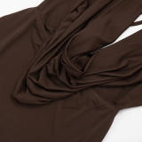 Spring Women's Solid Plunge Neck Lace-up Backless Mesh Long Sleeve Bodycon Mini Dress