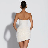 Winter Women's Casual Asymmetric Draped Sleeveless Bodycon Mini Dress