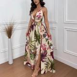Spring/Summer Women's Printed Loose Holiday Slit Party Dress