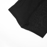 Spring Women's Solid Casual Short Sleeve Jumpsuit Dress Set