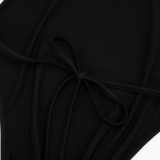 Spring Women's Solid Patchwork Hollow Sleeveless Bodycon Mini Dress