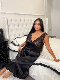 Women's Lace Patchwork Elegant Long Nightdress Lingerie