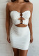 Women's Sexy Hollow Strapless Bodycon Mini Dress with Resin Ring