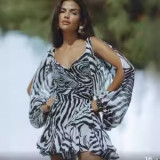 Women's Solid Chic Casual Mesh Long Sleeve Belt Low Back Mini Dress