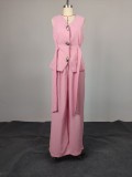 Women's African Casual Career Sleeveless Vest & Pants Two-Piece Set