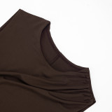 Spring Women's Solid Casual Asymmetric Ruched Tie Bodycon Dress