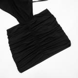 Spring Women's Solid Patchwork Hollow Sleeveless Bodycon Mini Dress