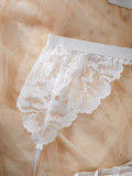 Spring/Summer Women's Lace Mesh See-Through Open-Crotch Lingerie Set