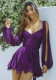 Women's Solid Chic Casual Mesh Long Sleeve Belt Low Back Mini Dress