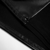 Women's Spring See-Through Mesh Patchwork Pu Leather Dress