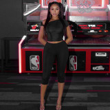 Women's Sexy Solid Slash Shoulder Knot Top and Pant Two-Piece Set