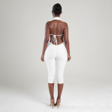 Women's Summer Droop Neck Backless Tie-Up Jumpsuit