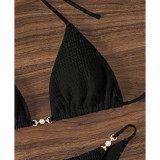 Women's Solid Bikini Lace-up Sexy Beach Swimsuit
