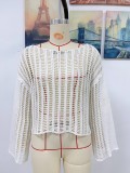 Women's Spring/Summer Knitting Cover-up Off-Shoulder Hollow-Out Knitting Top