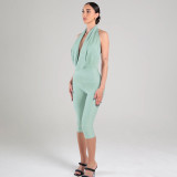 Women's Summer Droop Neck Backless Tie-Up Jumpsuit