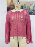 Women's Spring/Summer Knitting Cover-up Off-Shoulder Hollow-Out Knitting Top