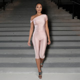 Women's Sexy Solid Slash Shoulder Knot Top and Pant Two-Piece Set