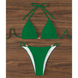 Women's Solid Bikini Lace-up Sexy Beach Swimsuit