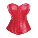 Women's PU Leather Bodysuit with Steel Buckle, Busty Shaping Underwear