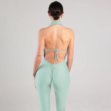 Women's Summer Droop Neck Backless Tie-Up Jumpsuit