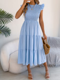 Women's Spring/Summer Solid Ruffle Edge Maxi Dress