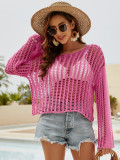 Women's Spring/Summer Knitting Cover-up Off-Shoulder Hollow-Out Knitting Top