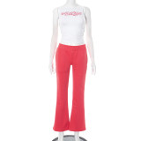 Women's Sexy Letter Print Sleeveless Crop Top and Pants Two-Piece Set