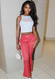 Women's Sexy Letter Print Sleeveless Crop Top and Pants Two-Piece Set