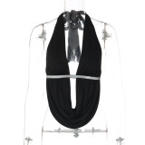 Women's Lace-Up Halter Neck Sexy V-Neck Backless Top