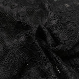 Women's Summer Lace Solid Sexy Short-Sleeve Jumpsuit