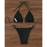 Women's Solid Bikini Lace-up Sexy Beach Swimsuit