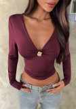 Women's Sexy Long-Sleeve T-Shirt V-Neck Top