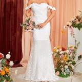 Women's Strapless Lace-Up Bridesmaid Dress