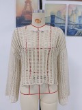 Women's Spring/Summer Knitting Cover-up Off-Shoulder Hollow-Out Knitting Top