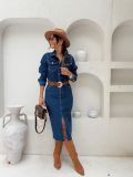 Women's Casual Long-Sleeve Denim Dress