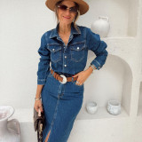 Women's Casual Long-Sleeve Denim Dress