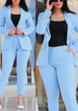 Women's Casual Solid Blazer and Pant Two-Piece Set