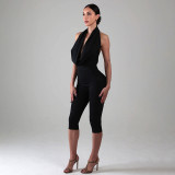 Women's Summer Droop Neck Backless Tie-Up Jumpsuit