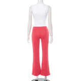 Women's Sexy Letter Print Sleeveless Crop Top and Pants Two-Piece Set