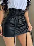 Women's Sexy Lace-Up Pu-Leather Half-body Skirt
